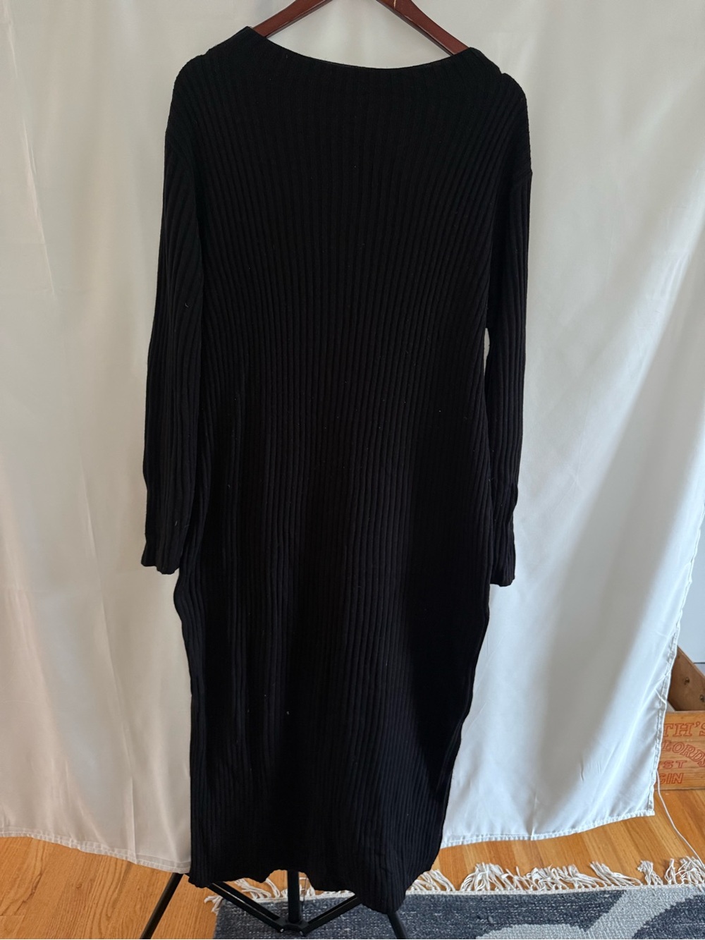 H&M Maternity Black Ribbed Maxi Dress with Long Sleeves